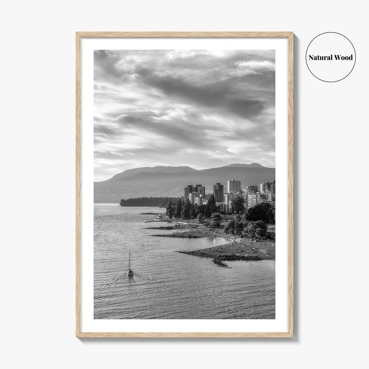 Vancouver Skyline Black and White Fine Art Photo Print, False Creek Poster, Canada Poster