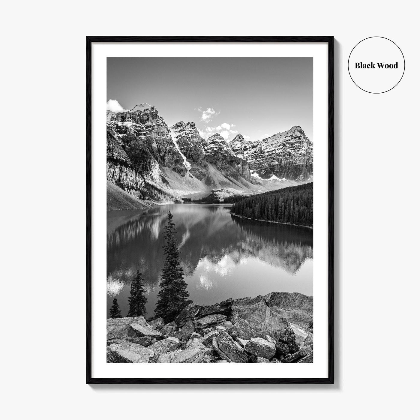 Moraine Lake Black and White Fine Art Photo Print, Banff National Park, Alberta Canada