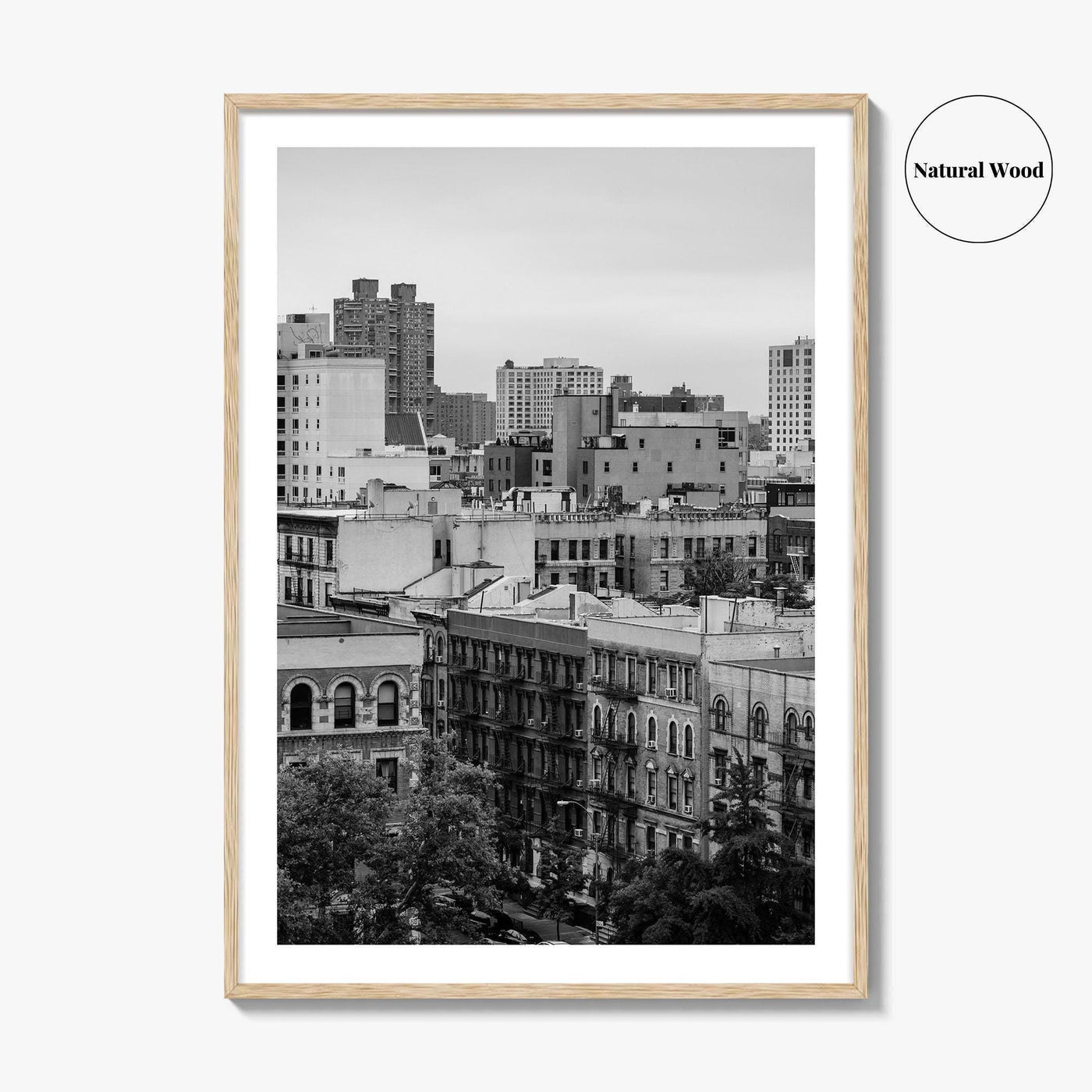Harlem Skyline Black and White Fine Art Photo Print, Manhattan NYC Wall Decor Poster