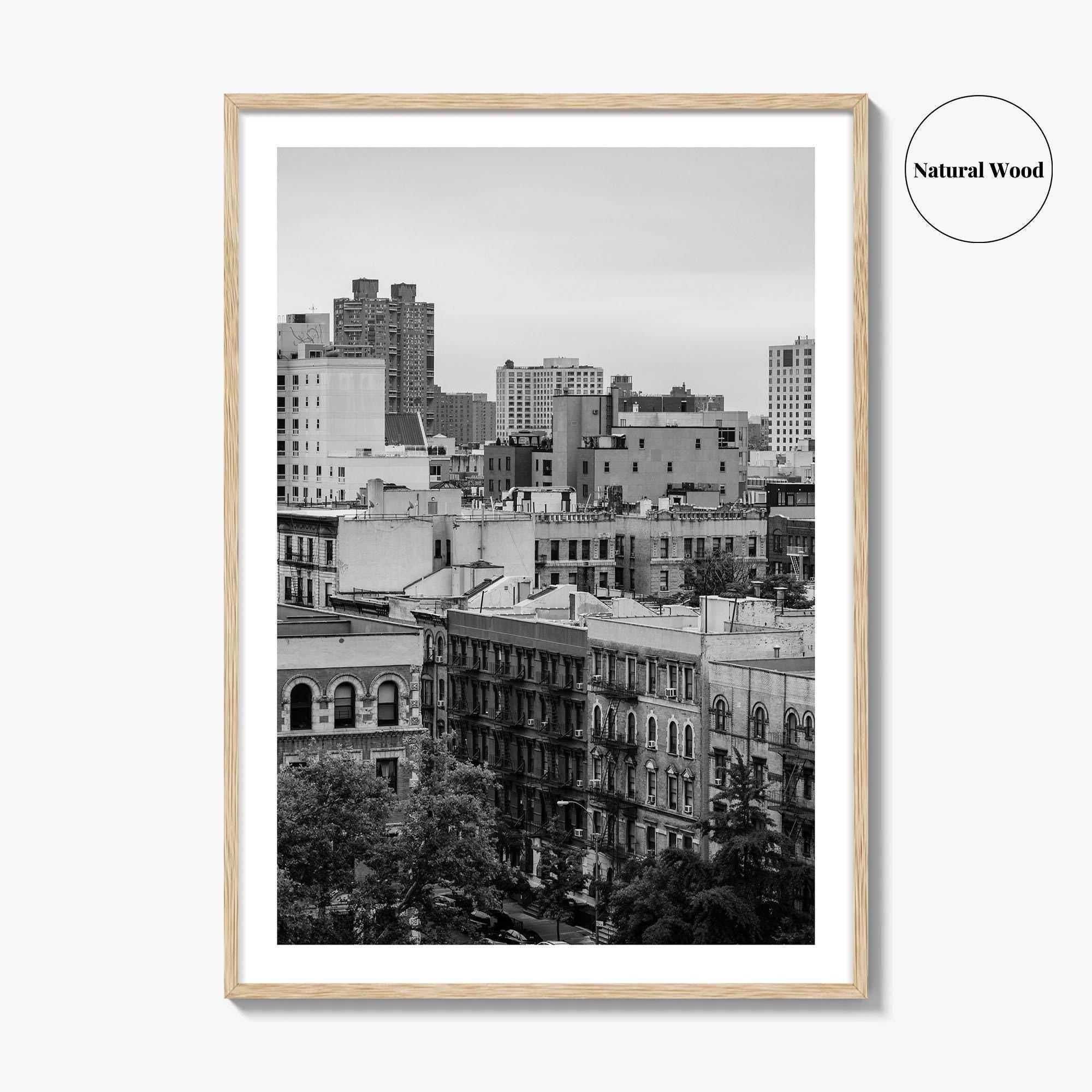 Harlem Skyline Black and White Fine Art Photo Print, Manhattan NYC Wall Decor Poster