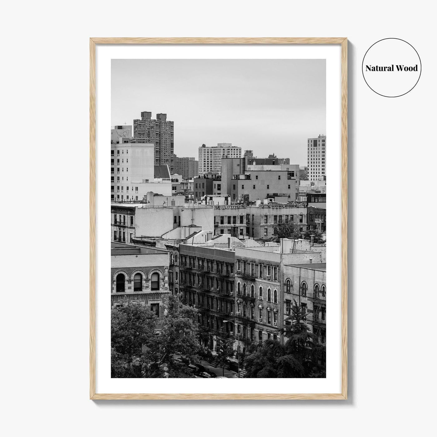 Harlem Skyline Black and White Fine Art Photo Print, Manhattan NYC Wall Decor Poster
