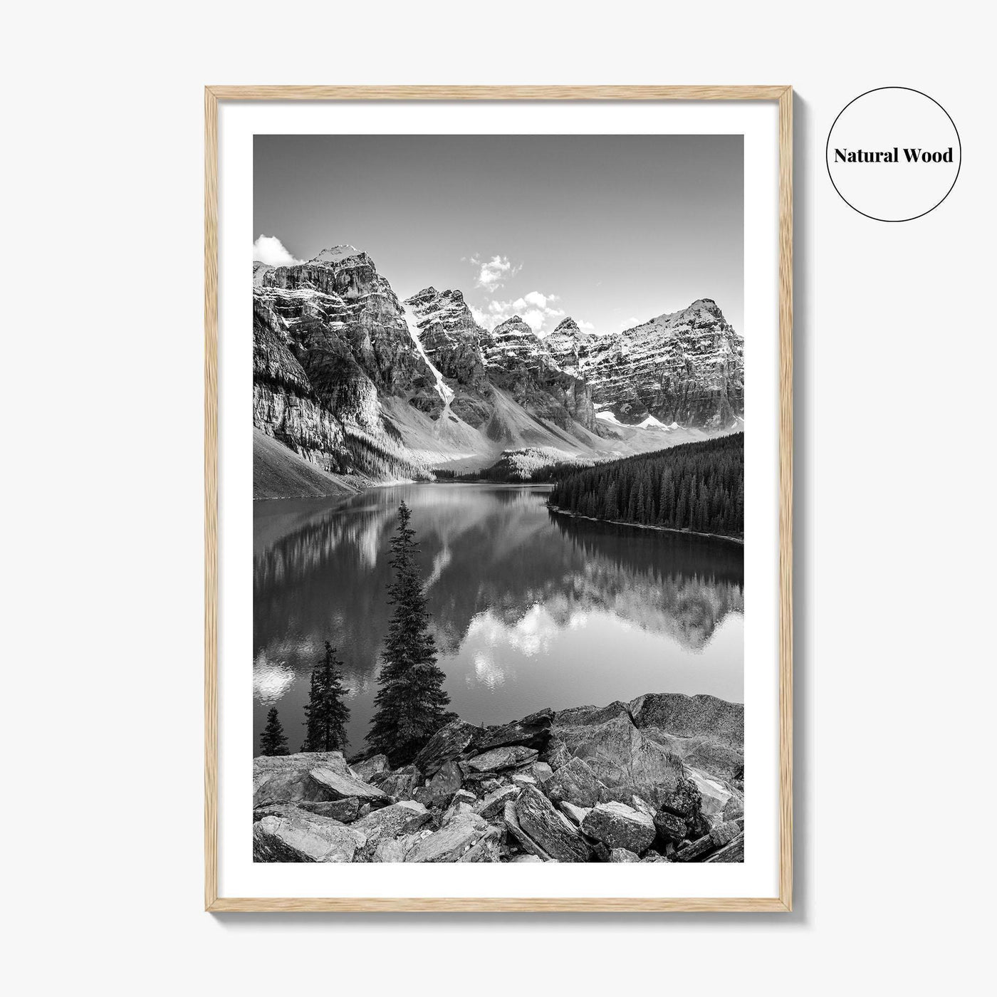 Moraine Lake Black and White Fine Art Photo Print, Banff National Park, Alberta Canada