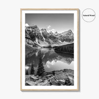 Moraine Lake Black and White Fine Art Photo Print, Banff National Park, Alberta Canada