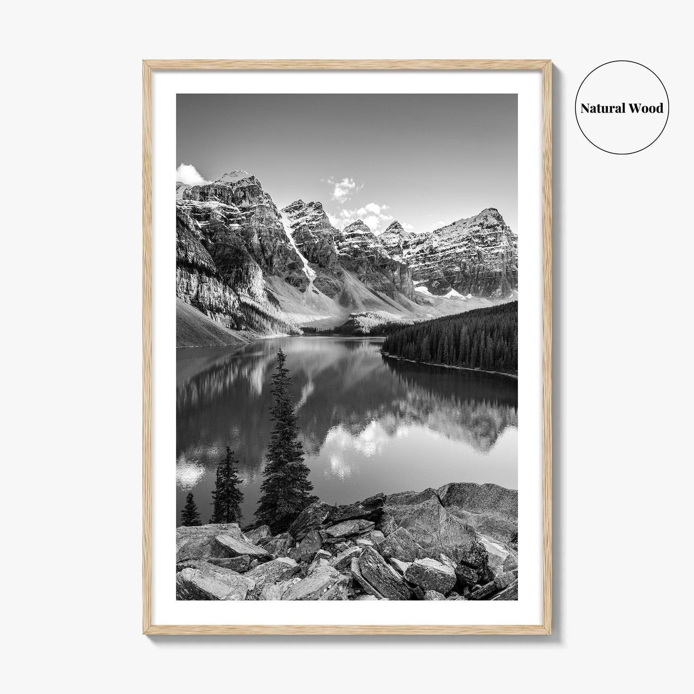 Moraine Lake Black and White Fine Art Photo Print, Banff National Park, Alberta Canada