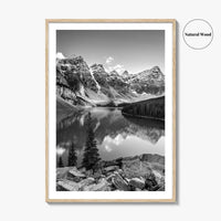 Moraine Lake Black and White Fine Art Photo Print, Banff National Park, Alberta Canada