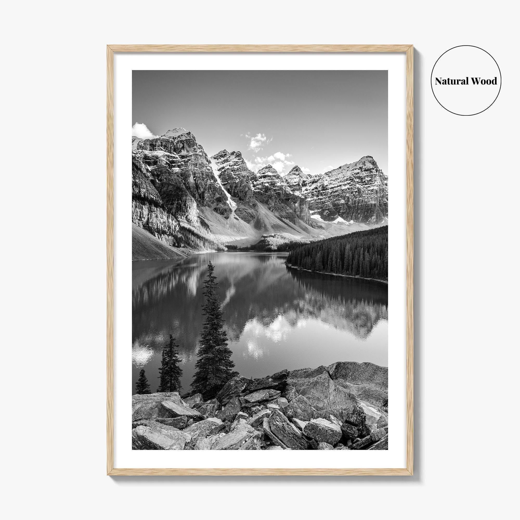 Moraine Lake Black and White Fine Art Photo Print, Banff National Park, Alberta Canada