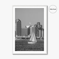 San Diego Skyline Black and White Fine Art Photo Print, Coronado California Poster