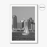 San Diego Skyline Black and White Fine Art Photo Print, Coronado California Poster