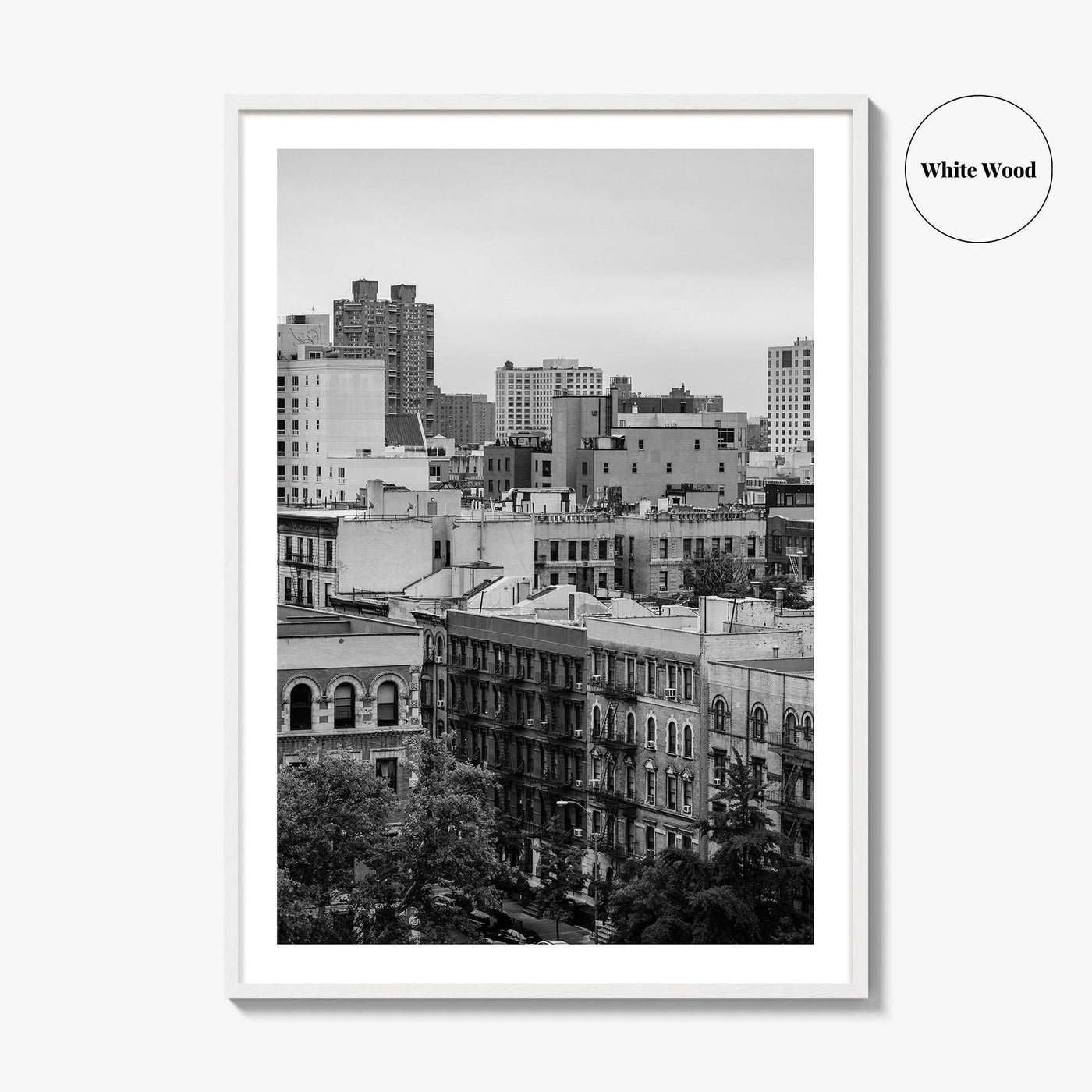 Harlem Skyline Black and White Fine Art Photo Print, Manhattan NYC Wall Decor Poster