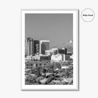 Tucson Skyline Black and White Fine Art Photo Print, Arizona Wall Poster, USA City