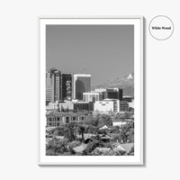 Tucson Skyline Black and White Fine Art Photo Print, Arizona Wall Poster, USA City