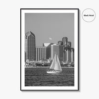 San Diego Skyline Black and White Fine Art Photo Print, Coronado California Poster