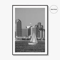 San Diego Skyline Black and White Fine Art Photo Print, Coronado California Poster