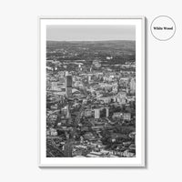 Manchester Skyline Black and White Fine Art Photo Print, England Poster