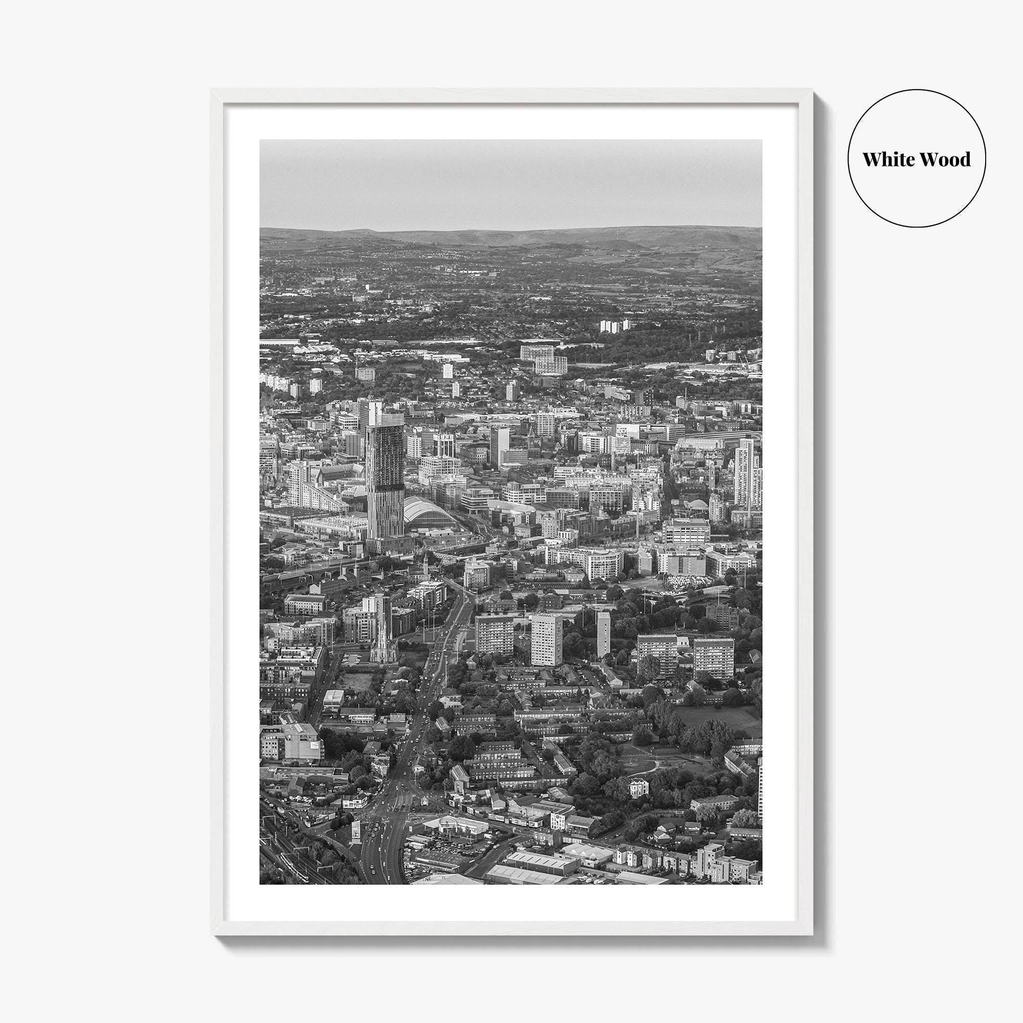 Manchester Skyline Black and White Fine Art Photo Print, England Poster