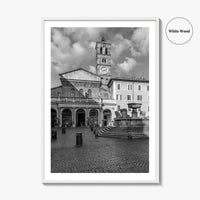 Trastevere Black and White Fine Art Photo Print, Santa Maria Basilica, Rome Roma Italy