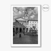 Trastevere Black and White Fine Art Photo Print, Santa Maria Basilica, Rome Roma Italy