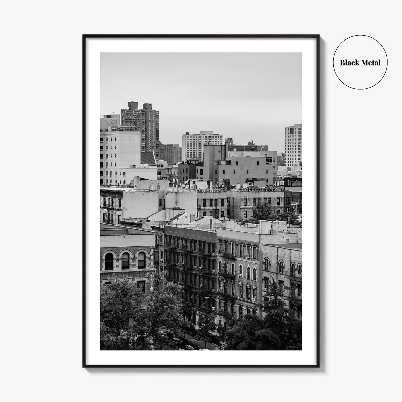 Harlem Skyline Black and White Fine Art Photo Print, Manhattan NYC Wall Decor Poster