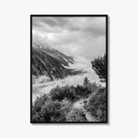 Schlegeis Lake Black and White Fine Art Photo Print, Zillertal Alps Mayrhofen Tyrol Poster