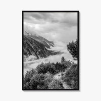 Schlegeis Lake Black and White Fine Art Photo Print, Zillertal Alps Mayrhofen Tyrol Poster