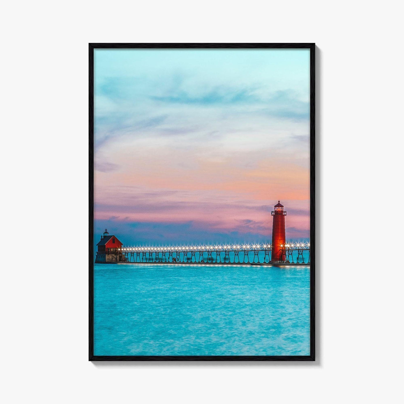 Grand Haven Fine Art Photo Print, Lake Michigan, South Pierhead Lighthouse, USA Poster