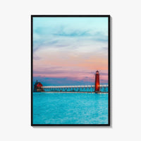 Grand Haven Fine Art Photo Print, Lake Michigan, South Pierhead Lighthouse, USA Poster