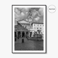 Trastevere Black and White Fine Art Photo Print, Santa Maria Basilica, Rome Roma Italy