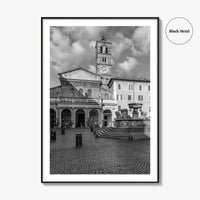 Trastevere Black and White Fine Art Photo Print, Santa Maria Basilica, Rome Roma Italy