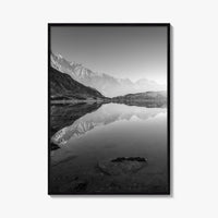 Himalayas Black and White Fine Art Photo Print, Nepal Poster, Mountain Lake Reflection