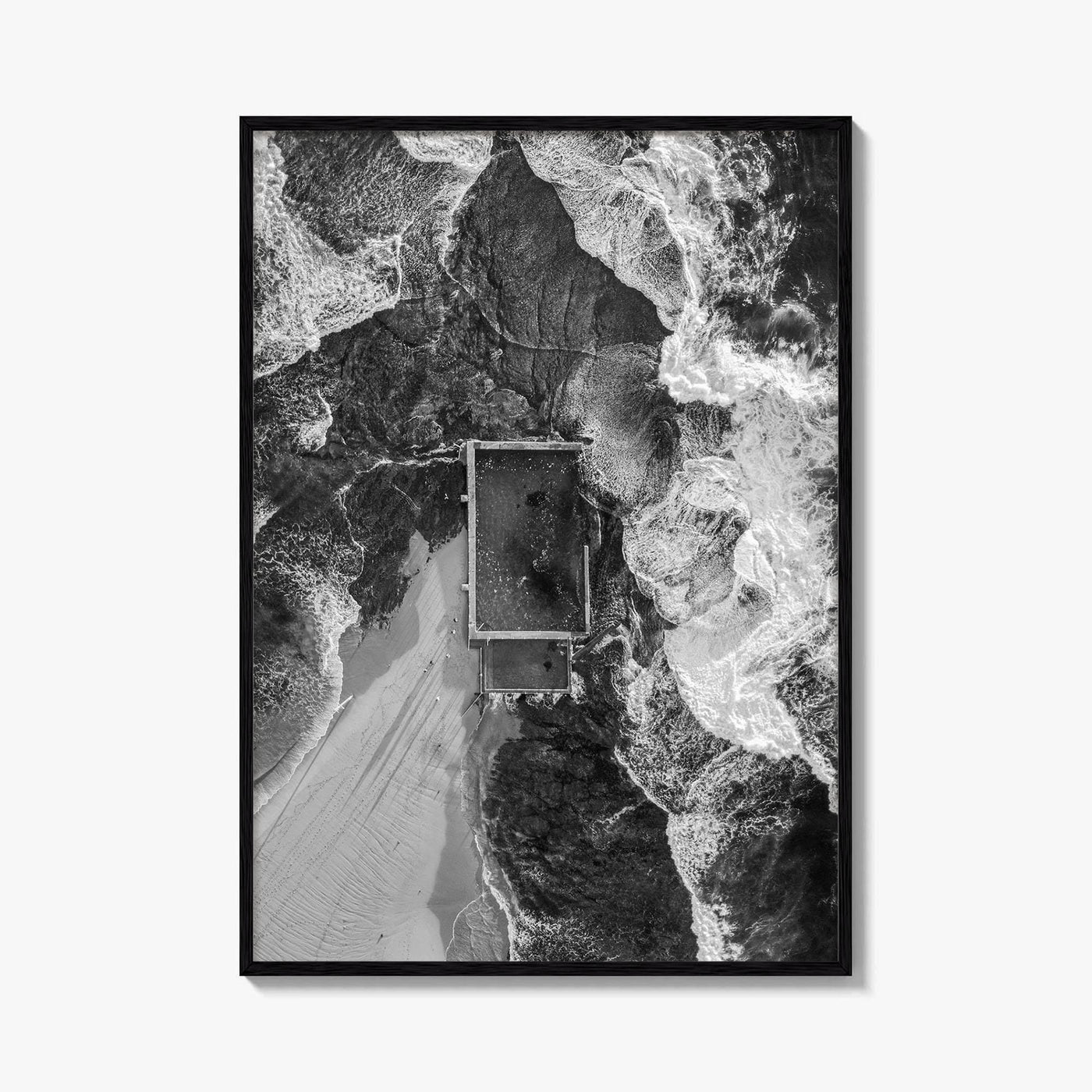 Mona Vale Rock Pool Black and White Fine Art Photo Print, Sydney Australia Poster