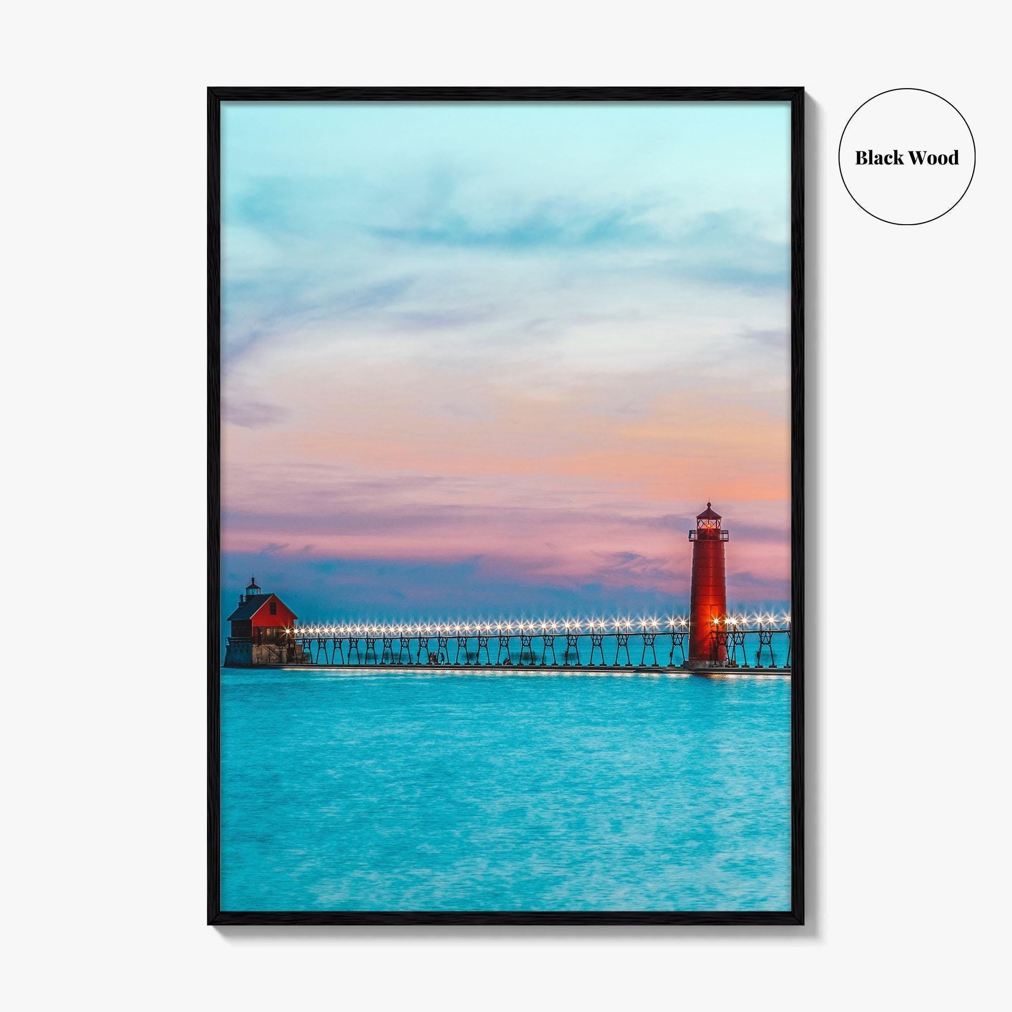 Grand Haven Fine Art Photo Print, Lake Michigan, South Pierhead Lighthouse, USA Poster