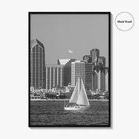 San Diego Skyline Black and White Fine Art Photo Print, Coronado California Poster