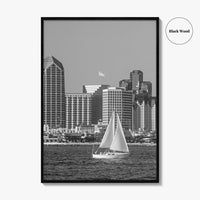 San Diego Skyline Black and White Fine Art Photo Print, Coronado California Poster