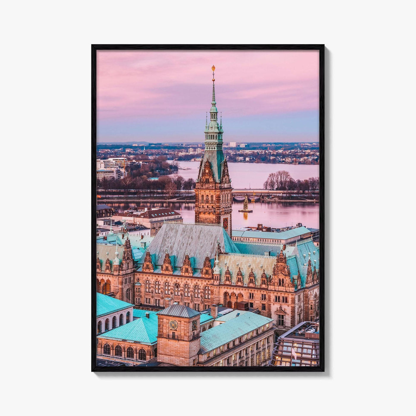 Hamburg Skyline Fine Art Photo Print, Germany, Rathaus, Alster Lake, Poster