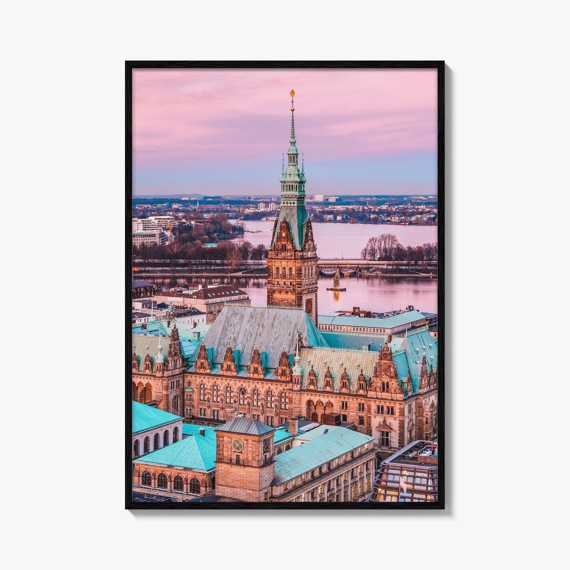 Hamburg Skyline Fine Art Photo Print, Germany, Rathaus, Alster Lake, Poster