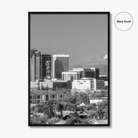 Tucson Skyline Black and White Fine Art Photo Print, Arizona Wall Poster, USA City