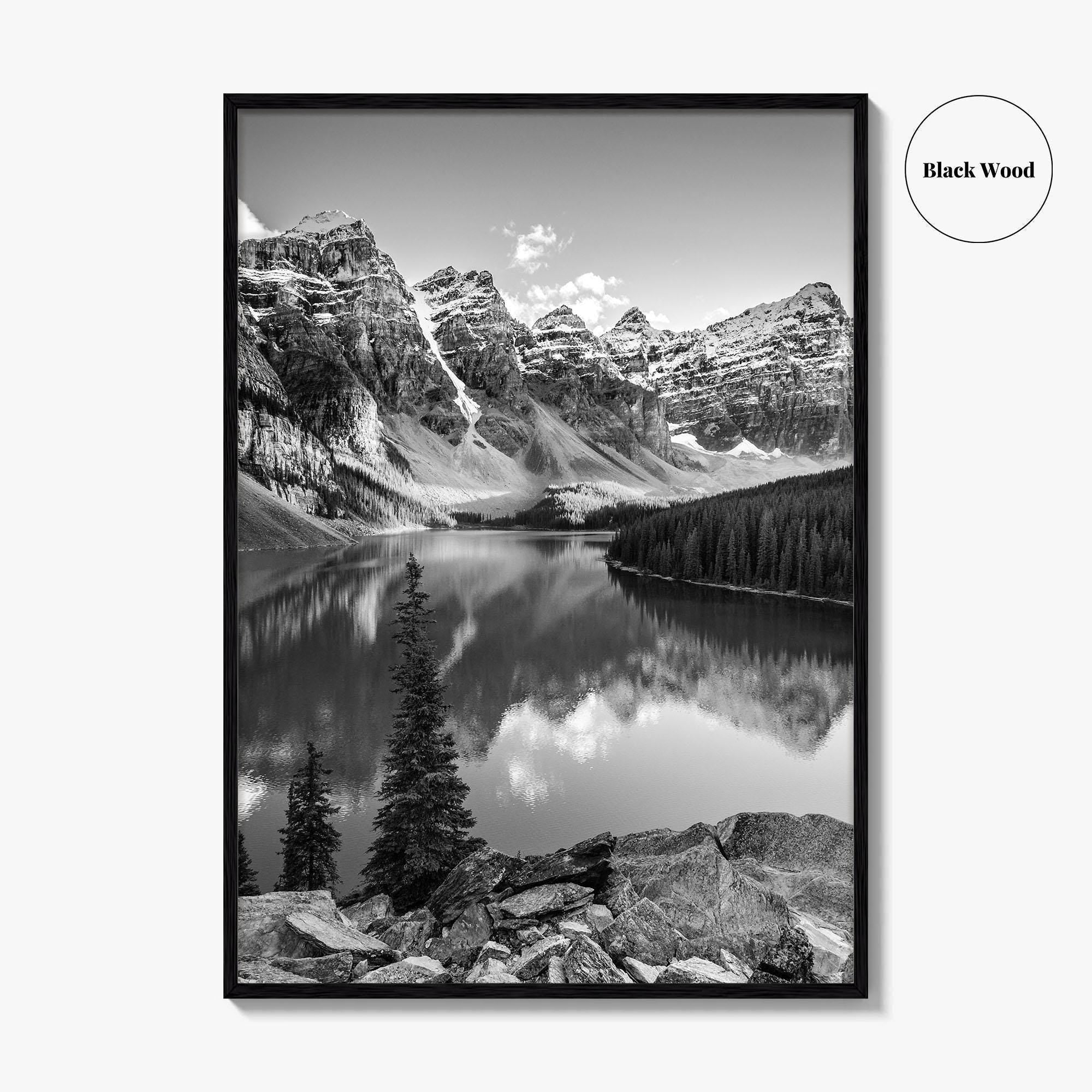 Moraine Lake Black and White Fine Art Photo Print, Banff National Park, Alberta Canada