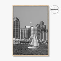 San Diego Skyline Black and White Fine Art Photo Print, Coronado California Poster