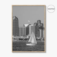 San Diego Skyline Black and White Fine Art Photo Print, Coronado California Poster