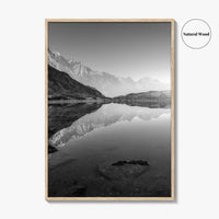 Himalayas Black and White Fine Art Photo Print, Nepal Poster, Mountain Lake Reflection