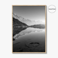 Himalayas Black and White Fine Art Photo Print, Nepal Poster, Mountain Lake Reflection