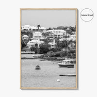 Hamilton Bermuda Black and White Fine Art Photo Print, Harbor Waterfront Wall Decor Poster