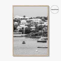 Hamilton Bermuda Black and White Fine Art Photo Print, Harbor Waterfront Wall Decor Poster
