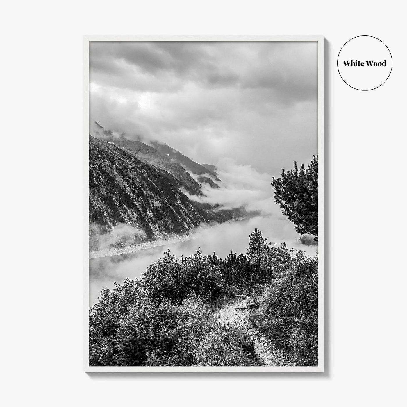 Schlegeis Lake Black and White Fine Art Photo Print, Zillertal Alps Mayrhofen Tyrol Poster