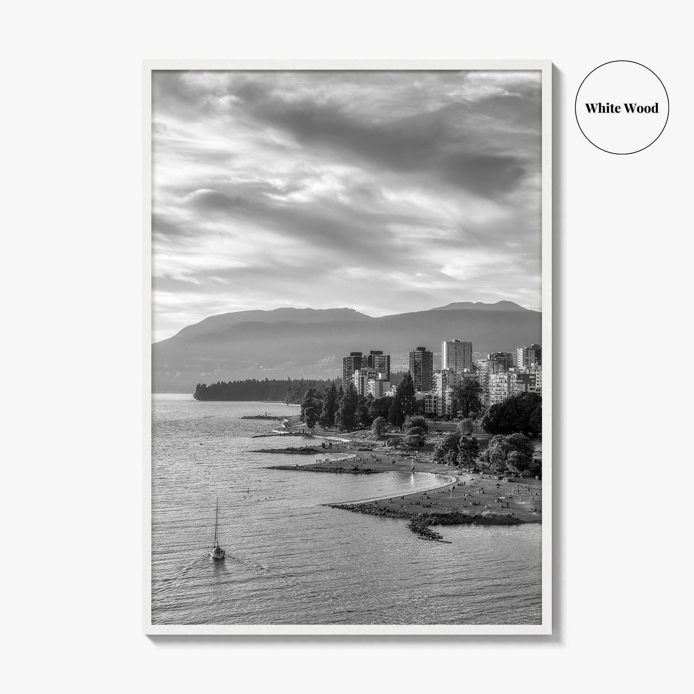 Vancouver Skyline Black and White Fine Art Photo Print, False Creek Poster, Canada Poster