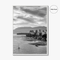 Vancouver Skyline Black and White Fine Art Photo Print, False Creek Poster, Canada Poster
