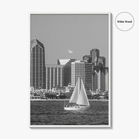 San Diego Skyline Black and White Fine Art Photo Print, Coronado California Poster