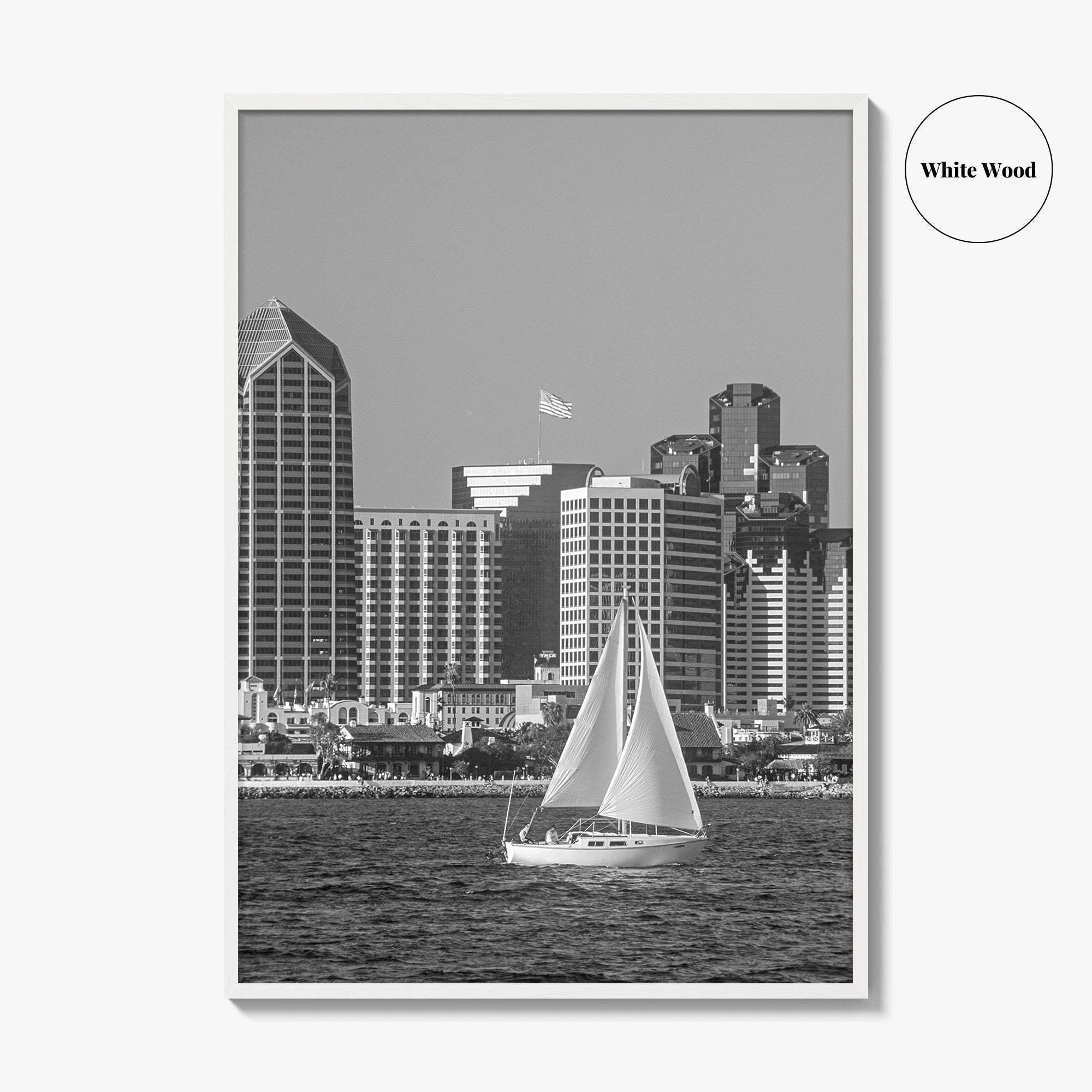 San Diego Skyline Black and White Fine Art Photo Print, Coronado California Poster