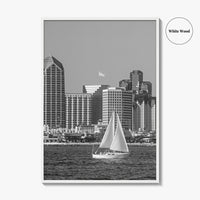 San Diego Skyline Black and White Fine Art Photo Print, Coronado California Poster