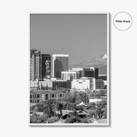 Tucson Skyline Black and White Fine Art Photo Print, Arizona Wall Poster, USA City